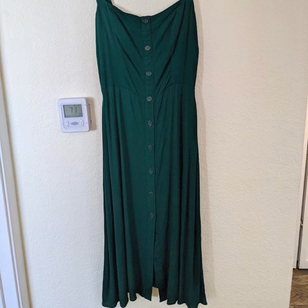 Reformation mid-length emerald button front dress